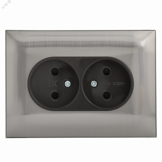 SKANDY Розетка 2-местная без заземления с защитными шторками 10А в сборе SK-R09N никель IEK