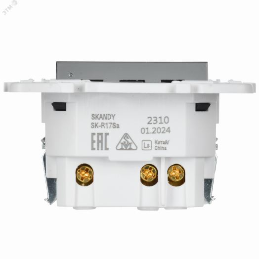 SKANDY Розетка с заземлением с защитными шторками 16А с USB C 18Вт SK-R17N никель IEK