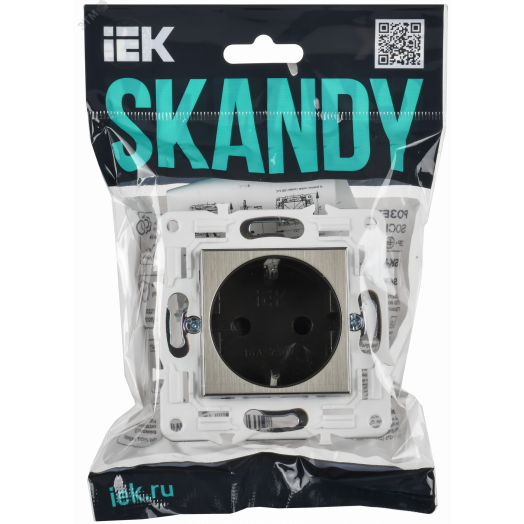 SKANDY Розетка с заземлением с защитными шторками 16А SK-R04N никель IEK