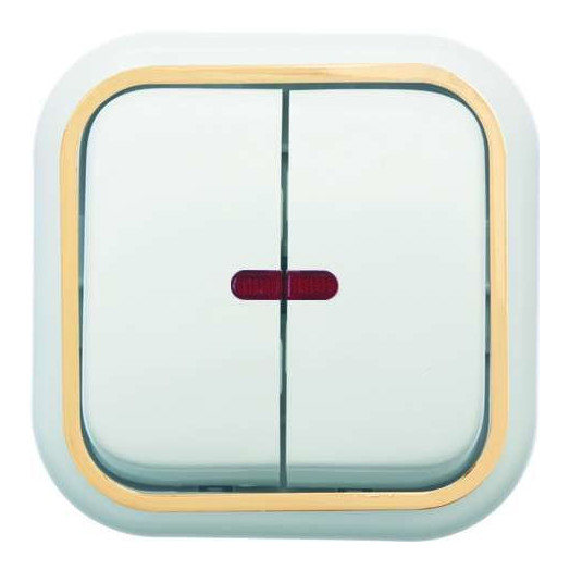 Выключатель 2-кл. ОП Валентина 10А IP20 с индикацией бел./зол. Кунцево 7637