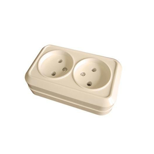 Розетка 2-м ОП 16А IP20 без заземл. крем. Makel 45217