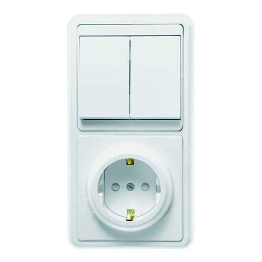 Блок БКВР-035 Бэлла (2-кл. выкл. + евророзетка с защ. шторками) бел. Кунцево 5835