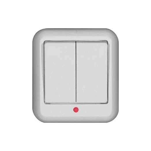 Выключатель 2-кл. ОП Прима 6А IP20 с подсветкой с монтаж. пластиной бел. (опт. упак.) SchE A56-007M-B