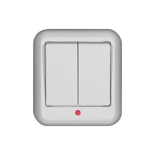 Выключатель 2-кл. ОП Прима 6А IP20 с подсветкой с монтаж. пластиной бел. (опт. упак.) SchE A56-007M-B