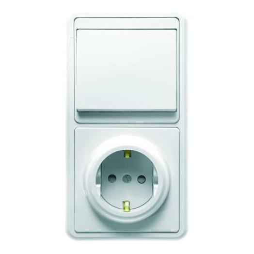 Блок БКВР-034 Бэлла (1-кл. выкл. + евророзетка с защ. шторками) бел. Кунцево 5823