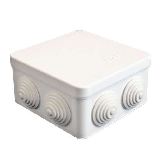 Коробка распределительная ОП 105х105х56мм IP54 7 выходов 4 гермоввода крышка защелкивающаяся бел. Epplast 100011