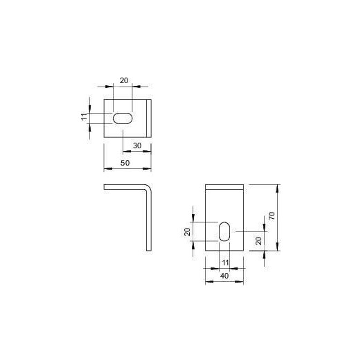 Комплект креп. угловой 70х50+болт M10х25 гор. оцинк. BW 70 40 FT OBO 6019706
