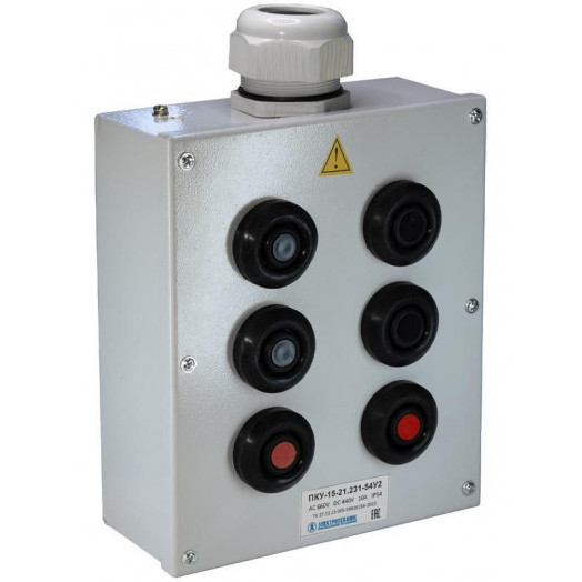 Пост кнопочный ПКУ 15-21.231-54 У2 (4хВК30-10-11110-54/2 (1з+1р) черн. + 2хВК30-10-11110-54 (1з+1р) красн. + PG-36) пост управления Электротехник ET054503