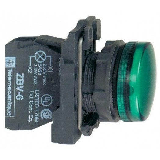 Лампа светосигнальная d22мм 230-240В зел. SchE XB5AVM3