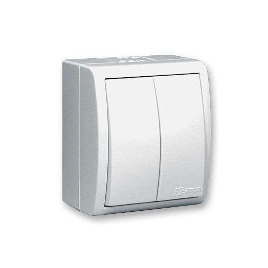 Выключатель 2-кл. ОП Simon 15 Aqua 10А IP54 с подсветкой винтов. зажим бел. Simon 1594399-030