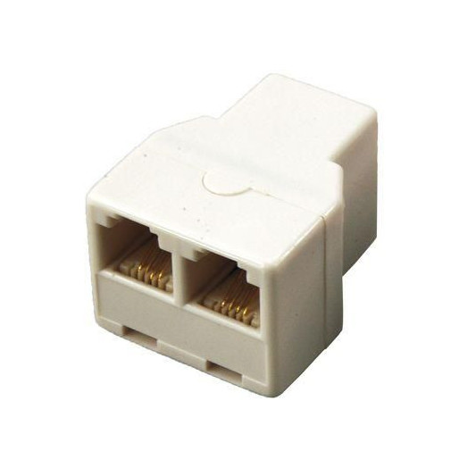 Двойник тел. гнезд.-2 гнезд. 6P-4C бел. Rexant 03-0032