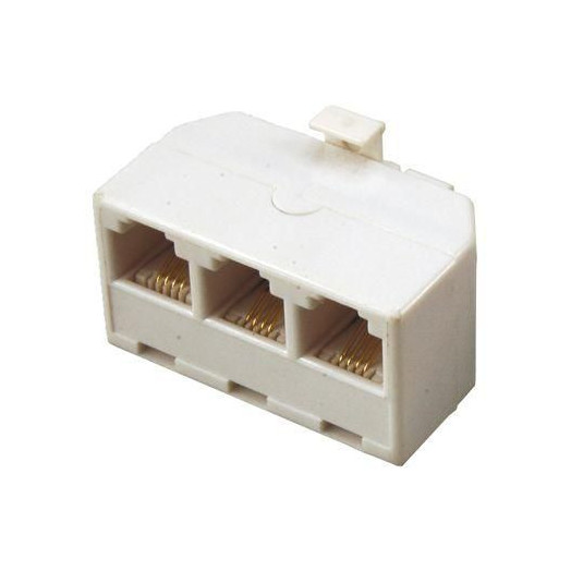 Тройник тел. штек.-3 гнезд. 6P-4C бел. Rexant 03-0041