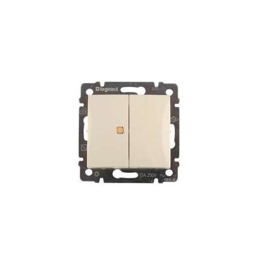 Выключатель 2-кл. СП Valena 10А IP31 с индикацией механизм сл. кость (DIY-упак.) Leg 695606