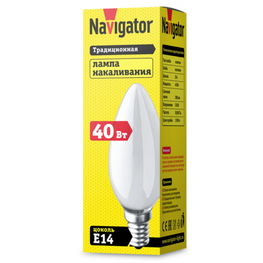 Лампа накаливания 94 308 NI-B-40-230-E14-FR Navigator 94308