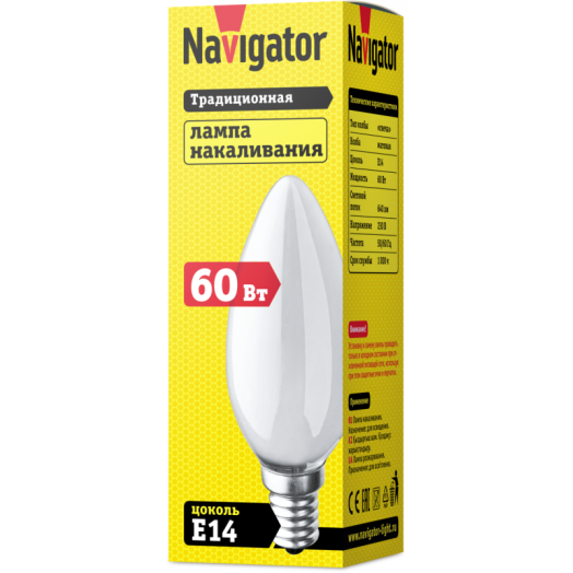 Лампа накаливания 94 309 NI-B-60-230-E14-FR Navigator 94309