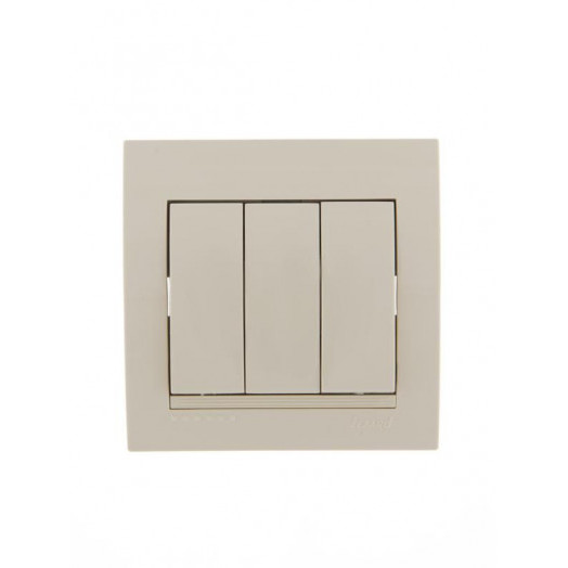 Выключатель 3-кл. СП Deriy 10А крем. LEZARD 702-0303-109
