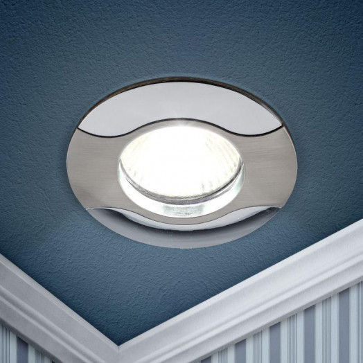 Светильник точечный KL18 SN/CH 50Вт MR16 12В литой "волна" сатин никель/хром. ЭРА C0043698