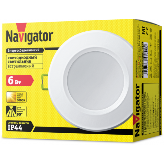 Светильник светодиодный 94 899 NDL-P1-6W-830-WH-LED 6Вт 3000К IP44 (аналог R63 60Вт) Navigator 94899