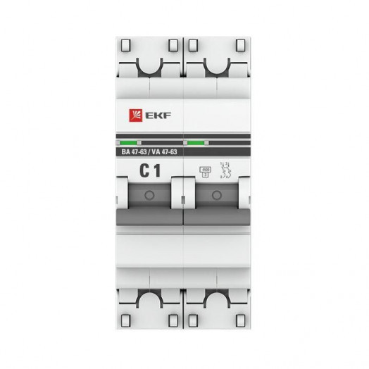 Выключатель автоматический модульный 2п C 1А 4.5кА ВА 47-63 PROxima EKF mcb4763-2-01C-pro
