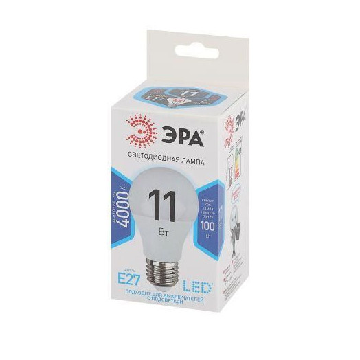 Лампа светодиодная A60-11w-840-E27 грушевидная 880лм Эра Б0029821