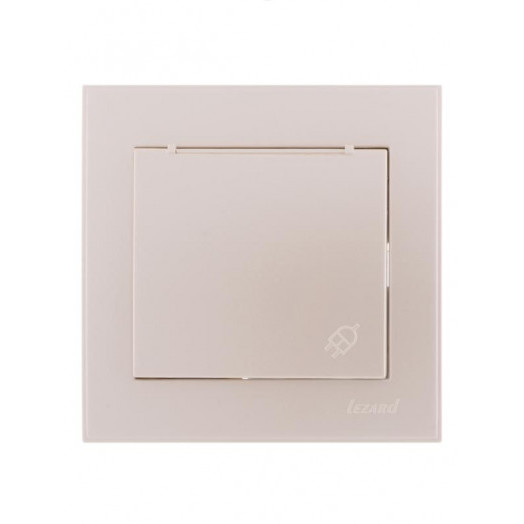 Розетка 1-м СП Rain с заземл. с защ. крышкой керамика жемчуж./бел. перламутр. LEZARD 703-3030-123