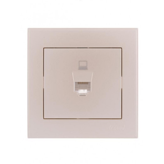 Розетка компьютерная 1-м СП Rain RJ45 жемчуж./бел. перламутр. LEZARD 703-3030-139