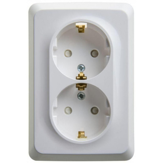 Розетка 2-м СП Этюд 16А IP20 250В с заземл. защ. шторки бел. SE PC16-108B