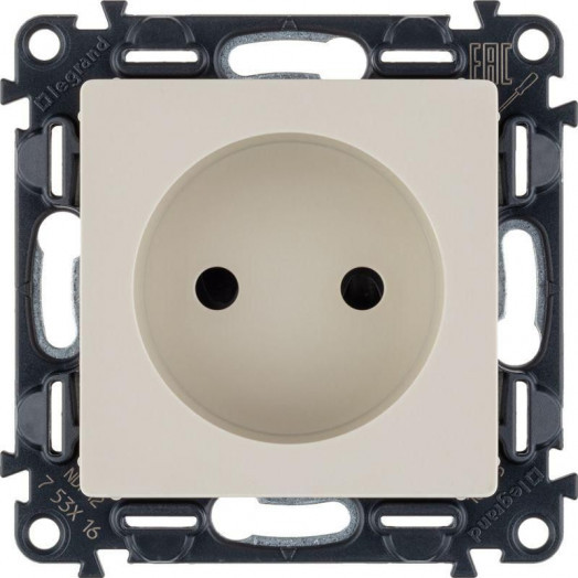 Розетка 1-м СП Valena Life 16А IP20 250В 2P защ. шторки безвинтов. клеммы с лицев. панелью механизм сл. кость Leg 753516