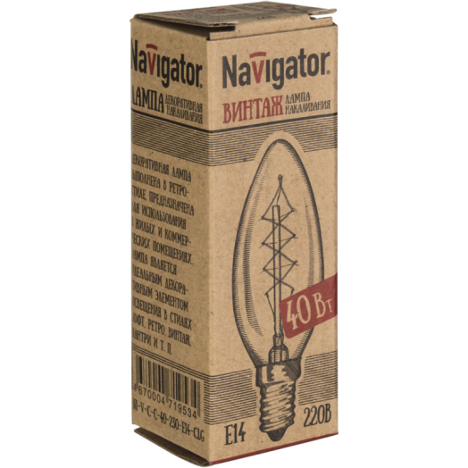 Лампа накаливания 71 953 NI-V-C-C-40-230-E14-CLG Navigator 71953