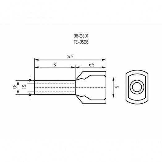 Наконечник штыревой втулочный изол. (НШВИ F-8мм) 2х0.5кв.мм (ТЕ-0508) бел. (уп.100шт) Rexant 08-2801