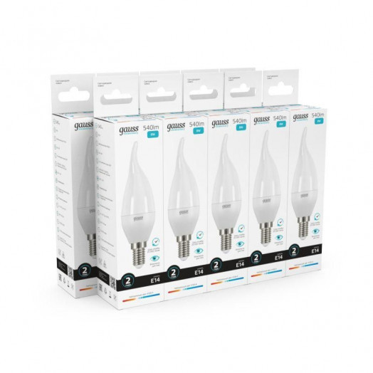 Лампа светодиодная Elementary 8Вт свеча на ветру 4100К нейтр. бел. E14 540лм GAUSS 34128