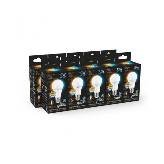 Лампа светодиодная Black 10Вт A60 грушевидная 2700-4100К E27 930лм с измен. цветов. темпер. GAUSS 102502110-T