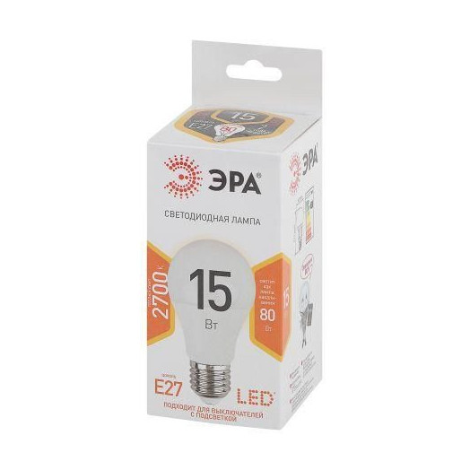 Лампа светодиодная A60-15W-827-E27 грушевидная 1200лм Эра Б0020592