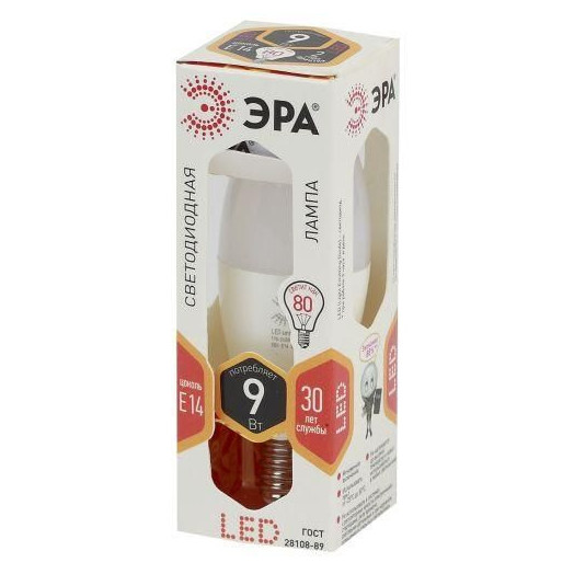 Лампа светодиодная B35-9w-827-E14 свеча 720лм Эра Б0027969