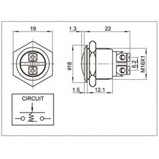 Кнопка антивандальная d16 Б/Фикс (2с винт) OFF-(ON) сфера (A16-A2) Rexant 36-3230