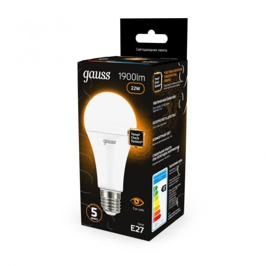 Лампа светодиодная Black 22Вт A70 грушевидная 3000К тепл. бел. E27 1900лм GAUSS 102502122
