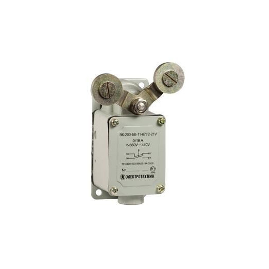 Выключатель конечн. ВК-200-БВ-11-67У2-21 V-образный рычаг; б/сальника; ход вправо; самовозврат; ступень 2; IP67 Электротехник ET511641