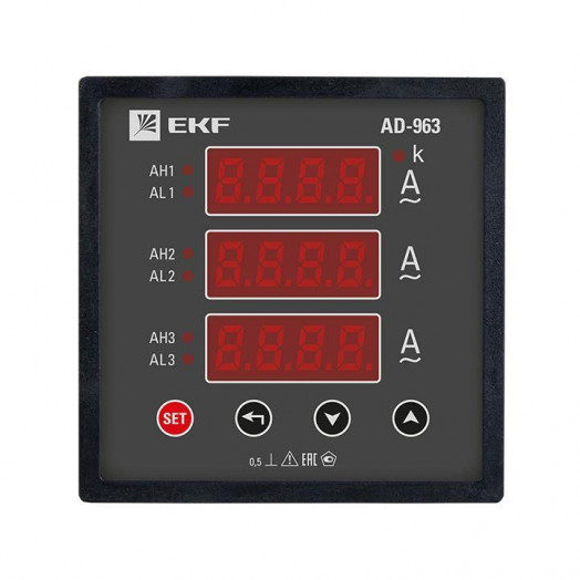 Амперметр цифровой AD-963 3ф на панель 96х96 EKF ad-963