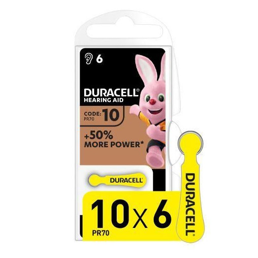 Элемент питания ZA10-6BL для слуховых аппаратов (блист.6шт) Duracell Б0039179