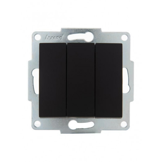 Выключатель 3-кл. 1п СП Karina 10А IP20 механизм черн. бархат LEZARD 707-4288-109