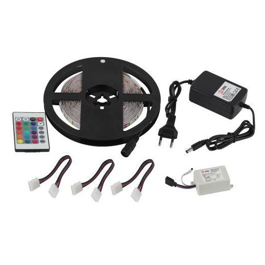 Комплект светодиодной ленты 5050kit-14.4-60-12-IP20-RGB разноцвет. 12В (в комплекте: LED лента на двустороннем скотче; источник питания; контроллер; пульт управления; коннекторы) (уп.5м) Эра Б0043067