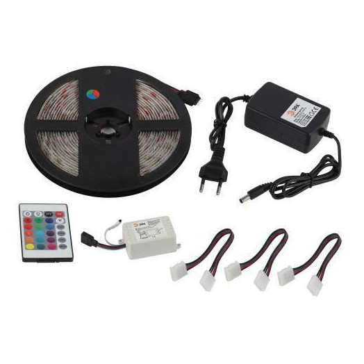 Комплект светодиодной ленты 5050kit-14.4-60-12-IP65-RGB разноцвет. 12В (в комплекте: LED лента на двустороннем скотче; источник питания; контроллер; пульт управления; коннекторы) (уп.5м) Эра Б0043070
