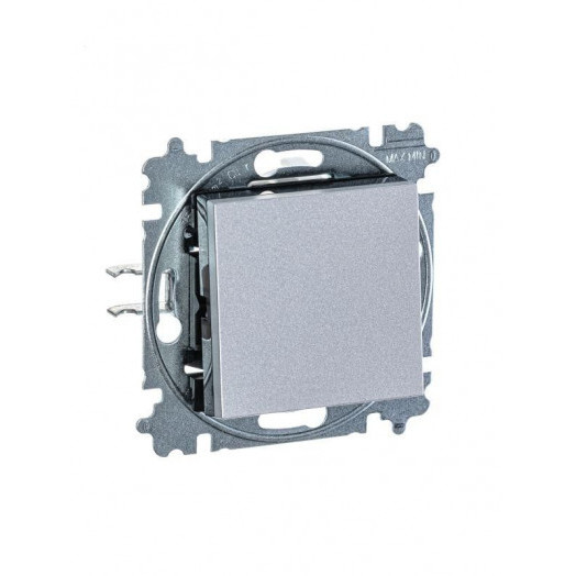 Выключатель 1-кл. СП Levit IP20 серебр./дым. черн. ABB 2CHH590145A6070