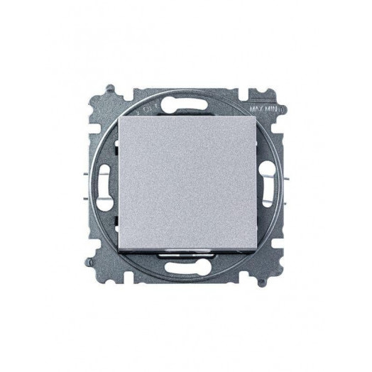 Выключатель 1-кл. СП Levit IP20 серебр./дым. черн. ABB 2CHH590145A6070