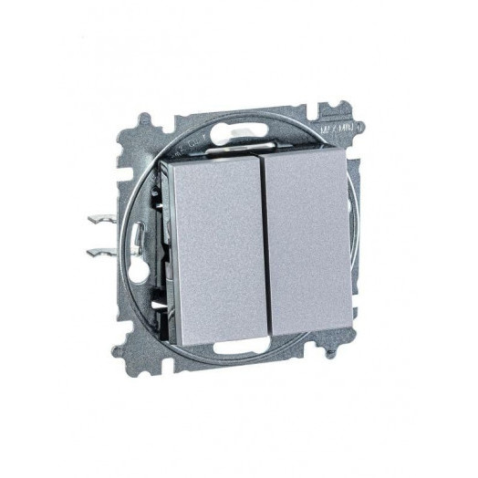 Выключатель 2-кл. СП Levit IP20 серебр./дым. черн. ABB 2CHH590545A6070