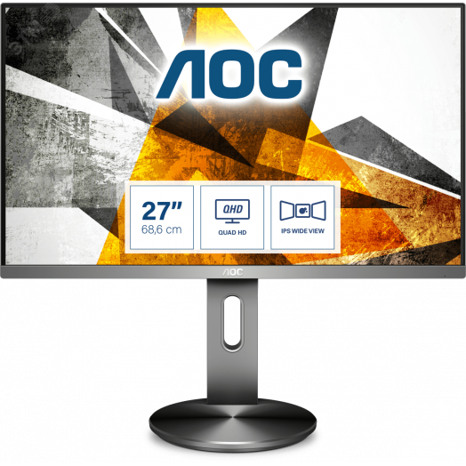 Монитор для компьютера 27'' IPS, 2560х1440, 350 КМ/м2, 1000:1, 5мс, HDMIх2, DP, USB-Hub