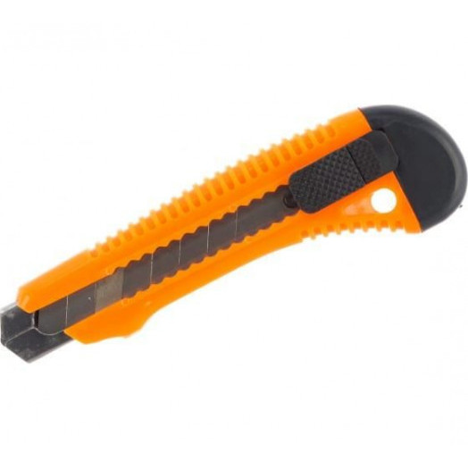 Нож с выдвижным лезвием 18мм пластик. корпус металлическая направляющая Вихрь 73/10/10/2