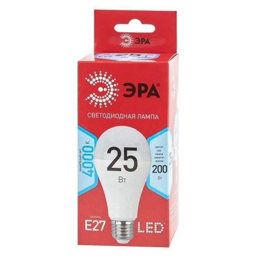 Лампа светодиодная RED LINE LED A65-25W-840-E27 R 25Вт A65 груша 4000К нейтр. бел. E27 Эра Б0048010