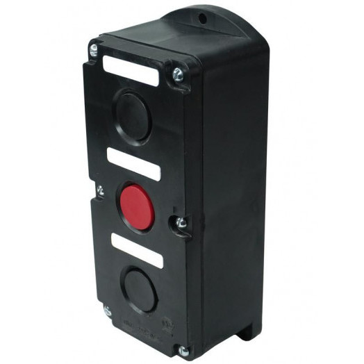 Пост управления ПКЕ 222-3 У2 10А 660В 3 элемента черн. и крас. цилиндр накладной IP54 Электротехник ET519078