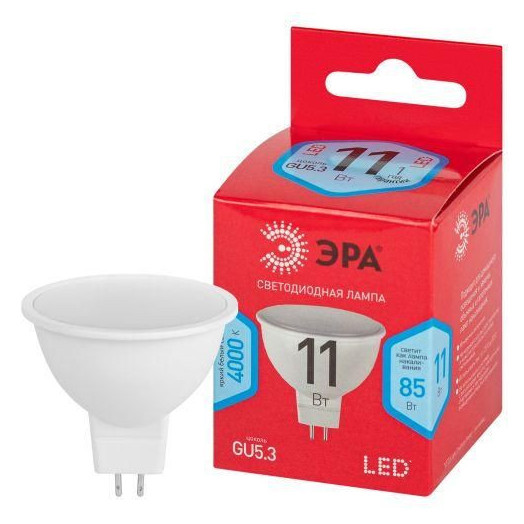 Лампа светодиодная RED LINE LED MR16-11W-840-GU5.3 R 11Вт MR16 софит 4000К нейтр. бел. GU5.3 Эра Б0052441